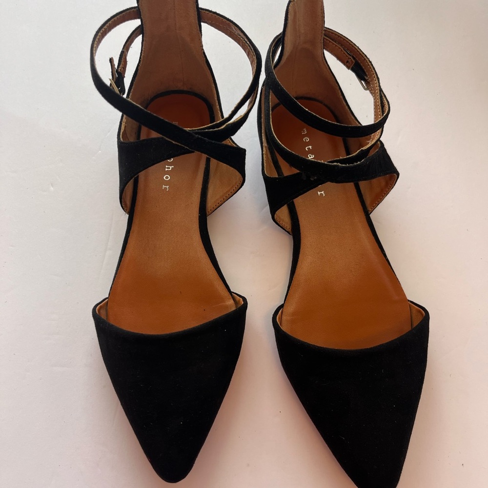 Metaphor Black Strappy Black Point Shoes